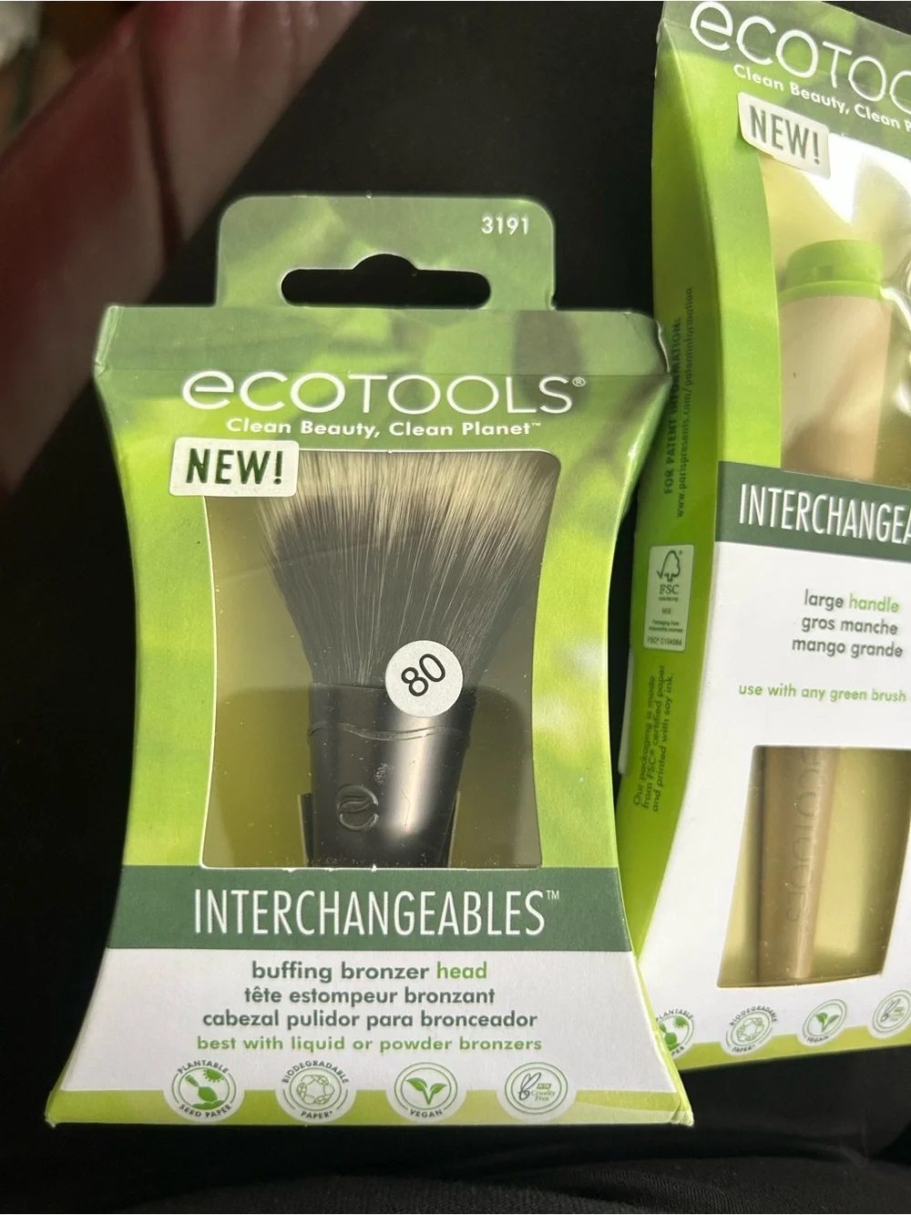 ecotools Interchangeables Buffing Bronzer Head with Green & Beige Handle